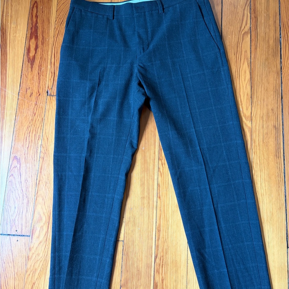 Zara Dark Gray Window Pane Chinos